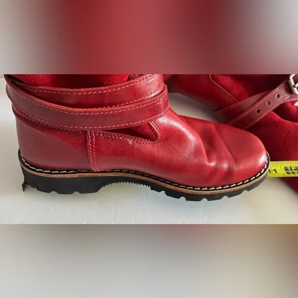 Vintage Roots Red Shearling Moto Boots | Made in Canada - Picture 14 of 14